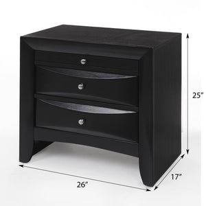English Elm Black 2-Drawer Nightstand with Tray — Elegant Okume Veneer Bedside Storage, Durable Top, Classic Design B062P209405