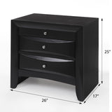 English Elm Black 2-Drawer Nightstand With Tray