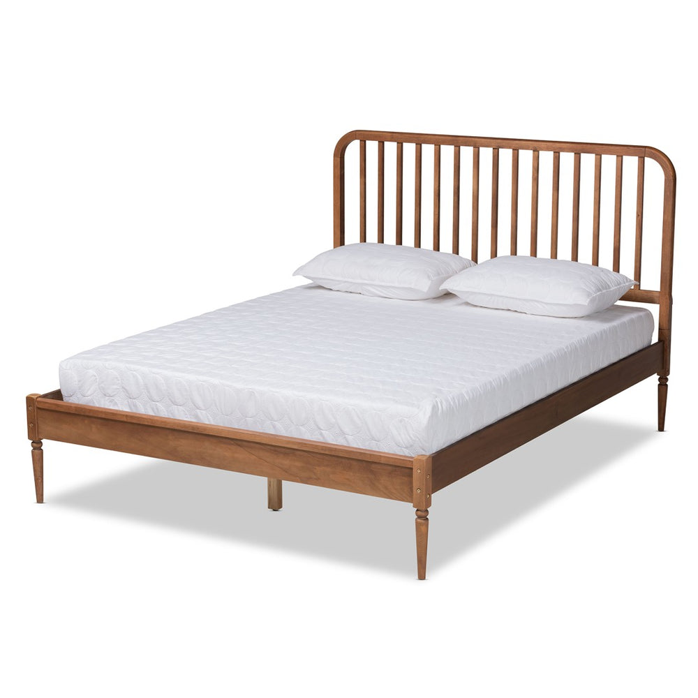 Baxton Studio Baxton Neilan Modern Walnut Brown Platform Bed with Slatted Headboard - Stylish & Durable Design MG0058-Walnut-Full