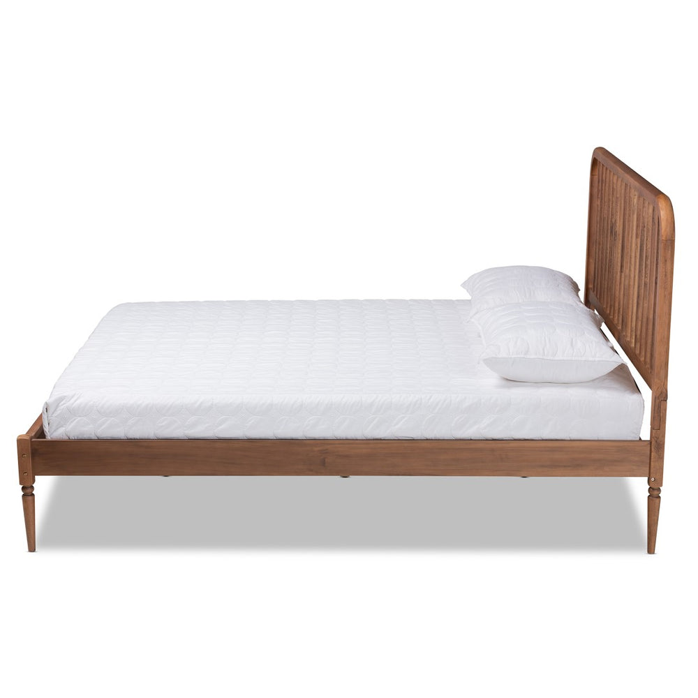 Baxton Studio Baxton Neilan Modern Walnut Brown Platform Bed with Slatted Headboard - Stylish & Durable Design MG0058-Walnut-Full