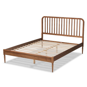 Baxton Studio Baxton Neilan Modern Walnut Brown Platform Bed with Slatted Headboard - Stylish & Durable Design MG0058-Walnut-Full