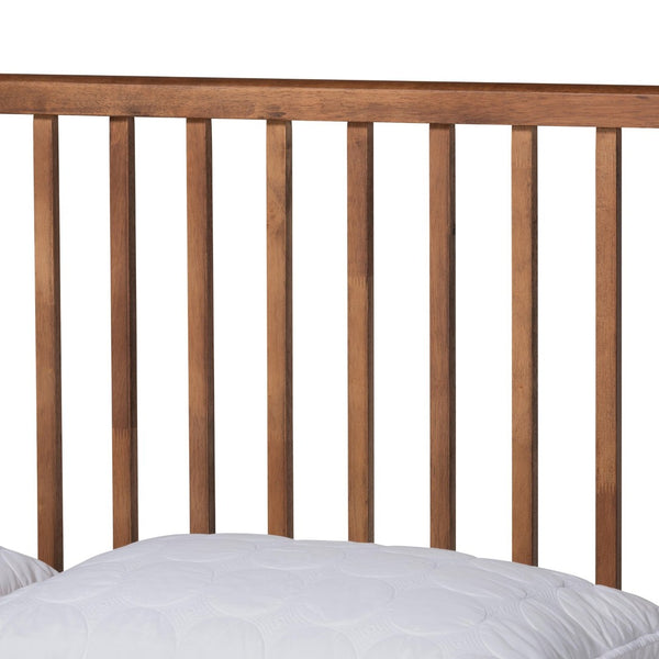 Baxton Studio Baxton Studio Neilan Contemporary Walnut Brown Queen Platform Bed with Slatted Headboard Design MG0058-Walnut-Queen