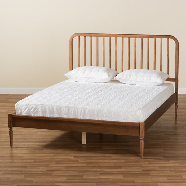 Baxton Studio Baxton Studio Neilan Contemporary Walnut Brown Queen Platform Bed with Slatted Headboard Design MG0058-Walnut-Queen