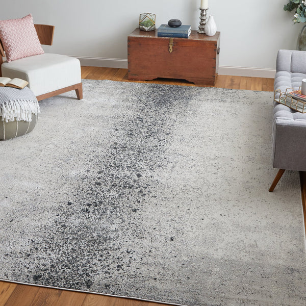 Feizy Rugs Astra Abstract Watercolor Rug – Elevate Your Space With Luxurious Metallic Designs And Soft Texture Ivory,Gray,Black Polyester,Polypropylene Ara39l2fivygryf00