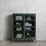 IDEAZ 1149UFAFir Green Steel Short Display Cabinet Green & Golden 1149UFA