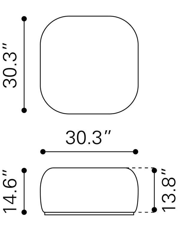 Azua Ottoman Cream 110084 Zuo Modern