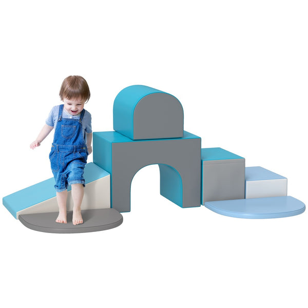 English Elm Qaba 7 Piece Foam Toddler Climbing Playset with Tunnel Ramp and Crawl Obstacle Course W2225P229242