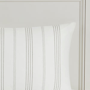 JLA Home Harbor House Blue - 6 Cotton Jacquard Oversized Comforter Set with Hypoallergenic Fill, Ivory Blue Stripes, OEKO-TEX Certified, Machine Washable 90 L x 80 W x 1.5H HH10-1824