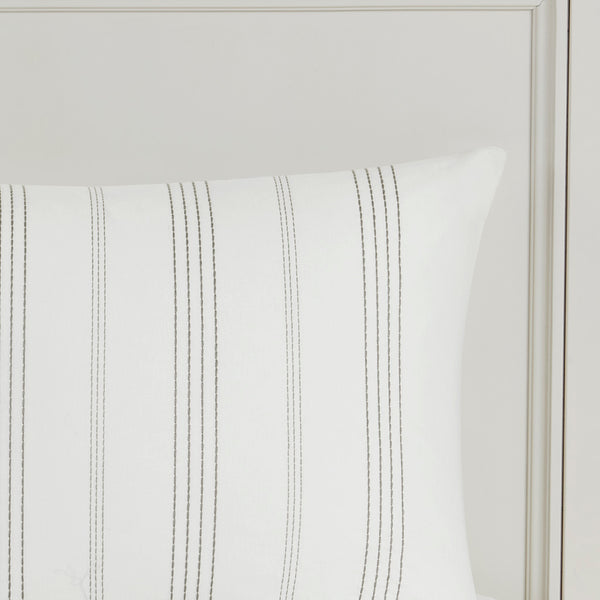 JLA Home Harbor House Blue - 6 Cotton Jacquard Oversized Comforter Set with Hypoallergenic Fill, Ivory Blue Stripes, OEKO-TEX Certified, Machine Washable 90 L x 80 W x 1.5H HH10-1824