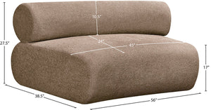 Meridian Furniture Bale Armless Modular Lounge Chair with Cross-hatched Brown Chenille Upholstery 114Brown-C