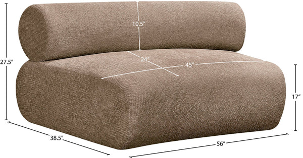 Meridian Furniture Bale Armless Modular Lounge Chair with Cross-hatched Brown Chenille Upholstery 114Brown-C