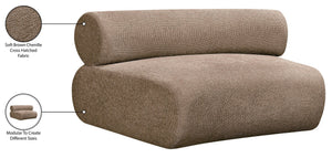 Meridian Furniture Bale Armless Modular Lounge Chair with Cross-hatched Brown Chenille Upholstery 114Brown-C
