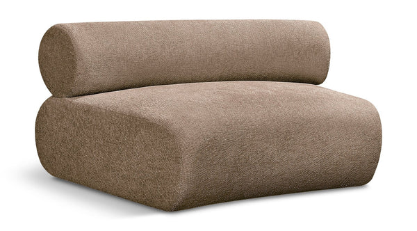 Meridian Furniture Bale Armless Modular Lounge Chair with Cross-hatched Brown Chenille Upholstery 114Brown-C