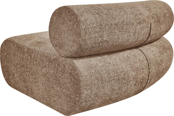 Meridian Furniture Bale Armless Modular Lounge Chair with Cross-hatched Brown Chenille Upholstery 114Brown-C