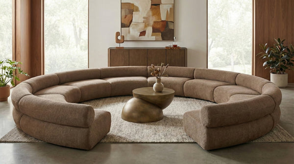 Meridian Furniture Bale Modular Sectional Sofa Soft Chenille Upholstery for Contemporary Living Rooms 10 pc. 202"W x 196"D 114Brown-S10A
