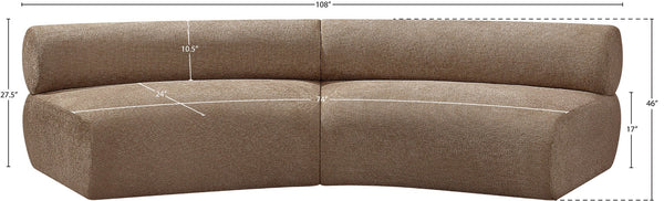 Meridian Furniture Bale Modular Sectional Sofa Soft Chenille Upholstery for Contemporary Living Rooms 2 pc. 108"W x 46"D 114Brown-S2A