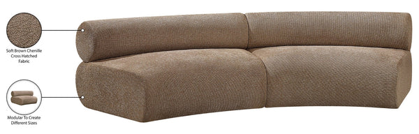 Meridian Furniture Bale Modular Sectional Sofa Soft Chenille Upholstery for Contemporary Living Rooms 2 pc. 108"W x 46"D 114Brown-S2A