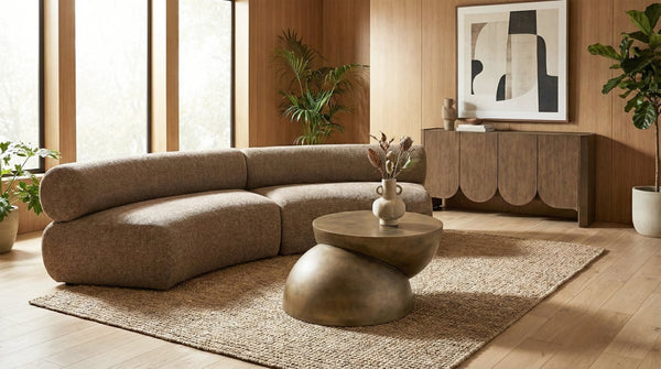 Meridian Furniture Bale Modular Sectional Sofa Soft Chenille Upholstery for Contemporary Living Rooms 2 pc. 108"W x 46"D 114Brown-S2A