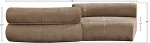 Meridian Furniture Bale Modular Sectional Sofa Soft Chenille Upholstery for Contemporary Living Rooms 2 pc. 108"W x 40"D 114Brown-S2B