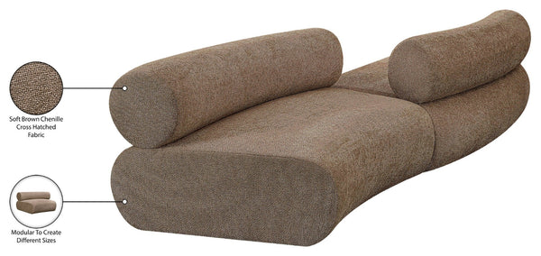 Meridian Furniture Bale Modular Sectional Sofa Soft Chenille Upholstery for Contemporary Living Rooms 2 pc. 108"W x 40"D 114Brown-S2B