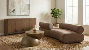 Meridian Furniture Bale Modular Sectional Sofa Soft Chenille Upholstery for Contemporary Living Rooms 2 pc. 108"W x 40"D 114Brown-S2B