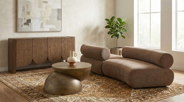 Meridian Furniture Bale Modular Sectional Sofa Soft Chenille Upholstery for Contemporary Living Rooms 2 pc. 108"W x 40"D 114Brown-S2B
