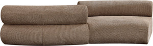 Meridian Furniture Bale Modular Sectional Sofa Soft Chenille Upholstery for Contemporary Living Rooms 2 pc. 108"W x 40"D 114Brown-S2B