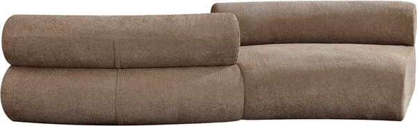 Meridian Furniture Bale Modular Sectional Sofa Soft Chenille Upholstery for Contemporary Living Rooms 2 pc. 108"W x 40"D 114Brown-S2B