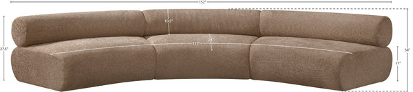 Meridian Furniture Bale Modular Sectional Sofa Soft Chenille Upholstery for Contemporary Living Rooms 3 pc. 152"W x 58"D 114Brown-S3A
