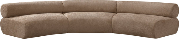 Meridian Furniture Bale Modular Sectional Sofa Soft Chenille Upholstery for Contemporary Living Rooms 3 pc. 152"W x 58"D 114Brown-S3A