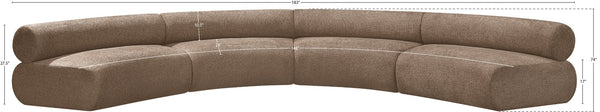 Meridian Furniture Bale Modular Sectional Sofa Soft Chenille Upholstery for Contemporary Living Rooms 4 pc. 183"W x 74"D 114Brown-S4A