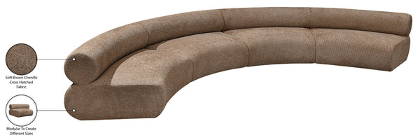 Meridian Furniture Bale Modular Sectional Sofa Soft Chenille Upholstery for Contemporary Living Rooms 4 pc. 183"W x 74"D 114Brown-S4A