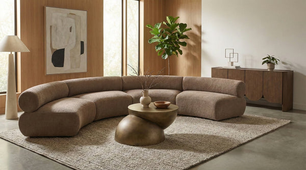 Meridian Furniture Bale Modular Sectional Sofa Soft Chenille Upholstery for Contemporary Living Rooms 4 pc. 183"W x 74"D 114Brown-S4A