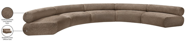 Meridian Furniture Bale Modular Sectional Sofa Soft Chenille Upholstery for Contemporary Living Rooms 5 pc. 202"W x 92"D 114Brown-S5A