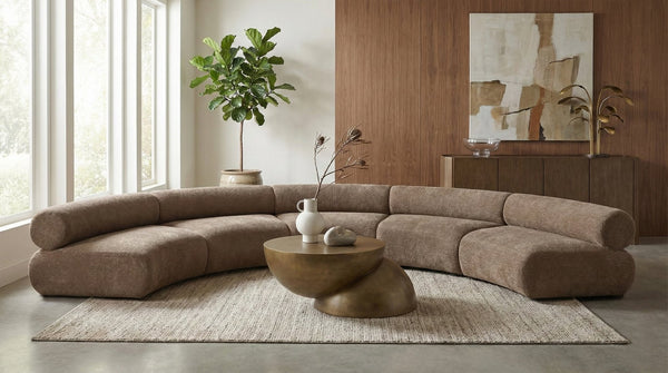 Meridian Furniture Bale Modular Sectional Sofa Soft Chenille Upholstery for Contemporary Living Rooms 5 pc. 202"W x 92"D 114Brown-S5A
