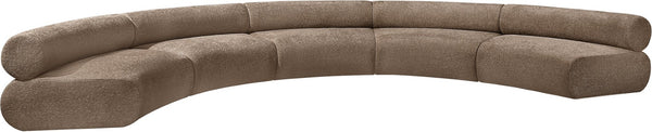 Meridian Furniture Bale Modular Sectional Sofa Soft Chenille Upholstery for Contemporary Living Rooms 5 pc. 202"W x 92"D 114Brown-S5A