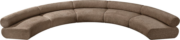 Meridian Furniture Bale Modular Sectional Sofa Soft Chenille Upholstery for Contemporary Living Rooms 5 pc. 202"W x 92"D 114Brown-S5A
