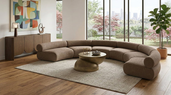 Meridian Furniture Bale Modular Sectional Sofa Soft Chenille Upholstery for Contemporary Living Rooms 6 pc. 202"W x 116"D 114Brown-S6A