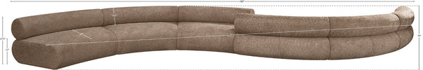 Meridian Furniture Bale Modular Sectional Sofa Soft Chenille Upholstery for Contemporary Living Rooms 6 pc. 280"W x 70"D 114Brown-S6B