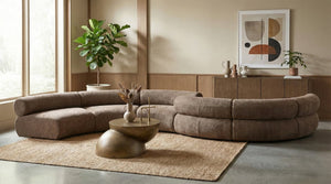 Meridian Furniture Bale Modular Sectional Sofa Soft Chenille Upholstery for Contemporary Living Rooms 6 pc. 280"W x 70"D 114Brown-S6B