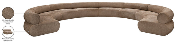 Meridian Furniture Bale Modular Sectional Sofa Soft Chenille Upholstery for Contemporary Living Rooms 8 pc. 202"W x 168"D 114Brown-S8A