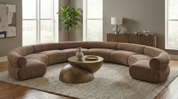 Meridian Furniture Bale Modular Sectional Sofa Soft Chenille Upholstery for Contemporary Living Rooms 8 pc. 202"W x 168"D 114Brown-S8A