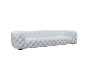 VIG Furniture Dexter Full Italian Leather White Sofa — Transitional Boxy Silhouette, Diamond Tufting, Seats 4 Comfortably VGCA114-FL-WHT