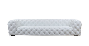 VIG Furniture Dexter Full Italian Leather White Sofa — Transitional Boxy Silhouette, Diamond Tufting, Seats 4 Comfortably VGCA114-FL-WHT