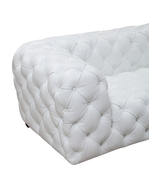 VIG Furniture Dexter Full Italian Leather White Sofa — Transitional Boxy Silhouette, Diamond Tufting, Seats 4 Comfortably VGCA114-FL-WHT