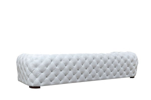 VIG Furniture Dexter Full Italian Leather White Sofa — Transitional Boxy Silhouette, Diamond Tufting, Seats 4 Comfortably VGCA114-FL-WHT