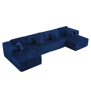 English Elm Corduroy Cloud Modular Sectional with Deep Foam Seats and Flannel Upholstery for Living Rooms W1765S00127