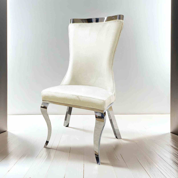 English Elm White Modern Upholstered Side Chair with Gold Legs, Tiger Print Accent, Comfortable Dining Seating White 26 L x 24 W x 18 H B2741S00730