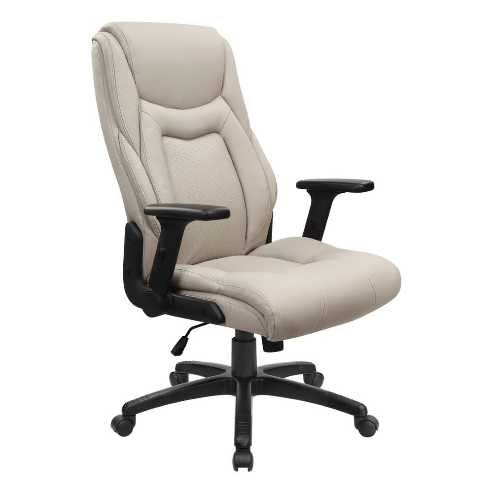 OSP Home Furnishings Exec High Back Bonded Leather Office Chair with Lumbar Support and Pneumatic Lift Taupe EC93580-EC21