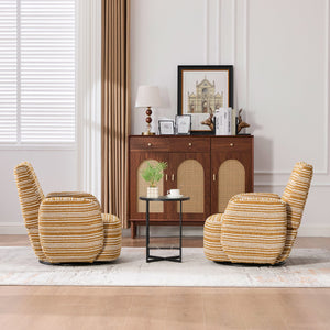 English Elm Modern Boucle 360° Swivel Leisure Chair with High‑Resilience Sponge, Supportive Curve, 550lb Capacity Mustard yellow W395P355482
